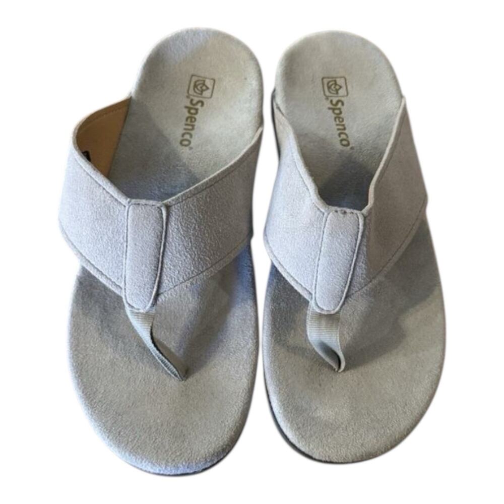 Spenco Yumi Womens 8 Gray Orthotic Thong Sandals Arch Support Flip Flops